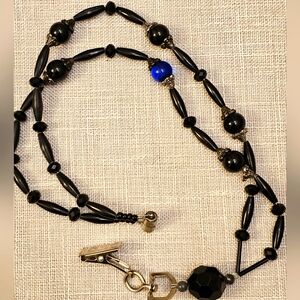 Black beaded lanyard